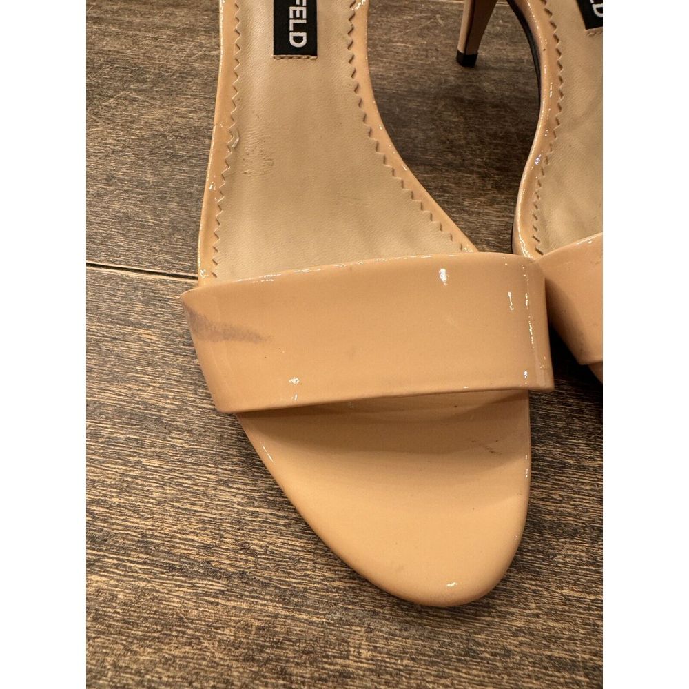 KARL LAGERFELD PARIS DEMAS Ankle Strap Heel Nude Patent US‎ 7 Sandals - Picture 2 of 11
